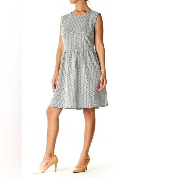 LOFT White Cotton Textured Sleeveless Knit A-Line Dress Size 2 - Picture 1 of 10
